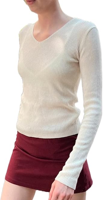 Womens Y2K Fairy Long Sleeve Top Retro Lace Trim Patchwork T-Shirt Slim Fit Coquette Aesthetic Clothes