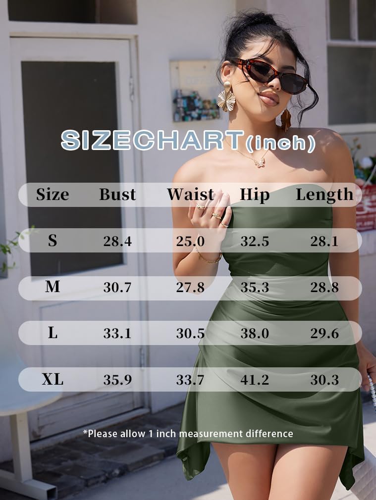 XXTAXN Women's Sexy Elegant Sleeveless Strapless A Line Ruched Cocktail Graduation Satin Mini Dress - Image 4