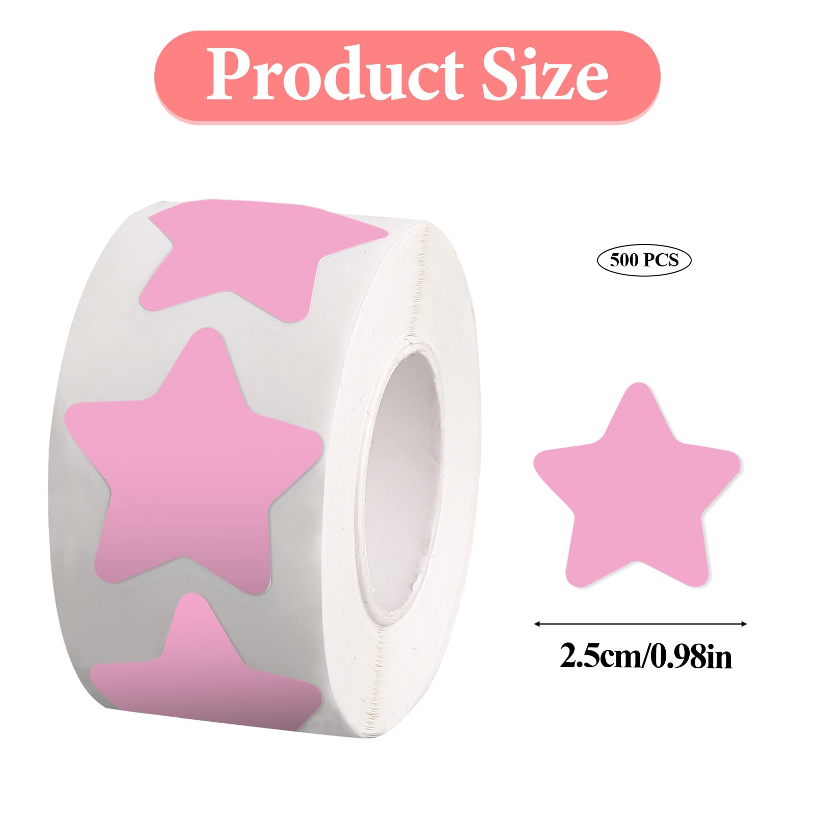 Snapklik.com : Pink Star Stickers - 500 Pcs, 1 Inch Writable, Removable ...