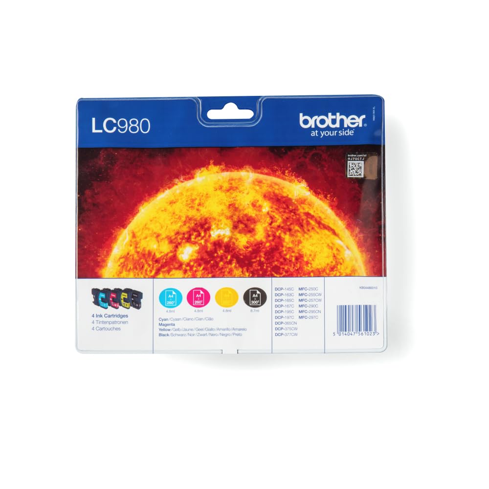 Brother LC980 Tintenpatrone, Multipack, schwarz/cyan/magenta/gelb