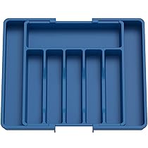 Lifewit Portaposate da Cassetto, Porta Posate Espandibile, Porta Posate Cucina Cassetto Regolabile in Resistente Plastica per Cucchiai, Forchette e Coltelli, Grande, Blu scuro