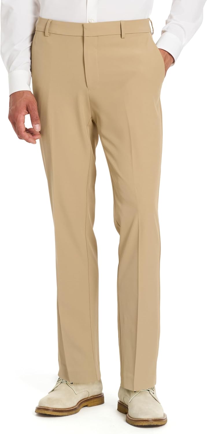 Van Heusen Mens Stain Shield Stretch Slim Fit Flat Front Dress Pant