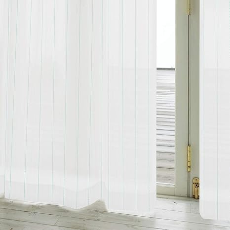 Amazon カーテンくれない レースで夏は涼しく冬はあたたか 紫外線 赤外線カット 昼も夜も目隠し オーダー ストライプ柄 レースカーテン 冬温夏涼 S 色 パールエメラルドグリーン サイズ 幅100 丈233cm 2枚入 Aフック 形態安定加工 レースカーテン オンライン通販