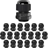 Vista 30 de LeMotech Paquete de 5 prensaestopas NPT de 3/4 pulgadas, impermeables, ajustables, conectores de cable de 0.492-0.709 in, juntas de nailon negro