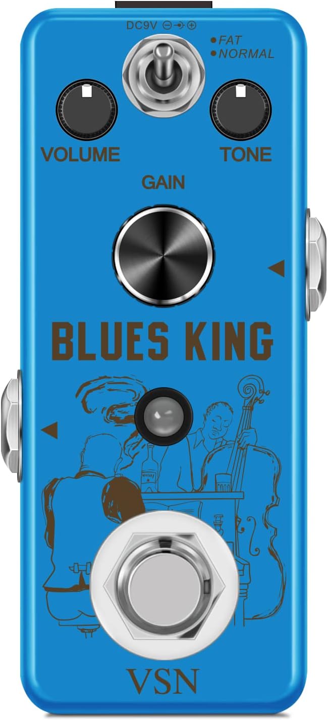 VSN Bluesy Overdrive Guitar Pedal,Blues Driver Distortion Vintage Overdrive Effect Warm/Hot 2 Modes for Mini Size True Bypass