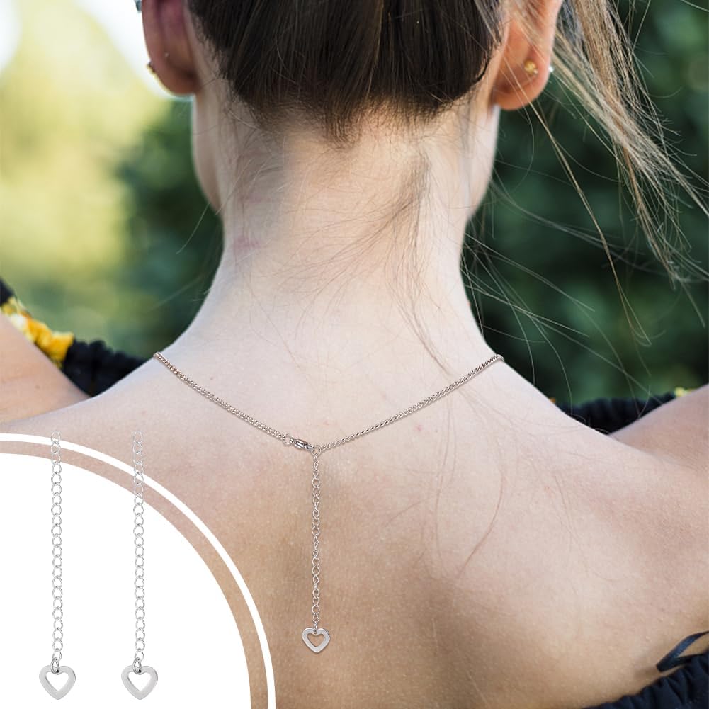 UNICRAFTALE 40Pcs Necklace Chain Extender 60mm Stainless Steel Extension End Chains with Heart Charms Chain Tabs Necklace Bracelet Extension Chain Anklet Extenders for DIY Jewelry Making - Image 6