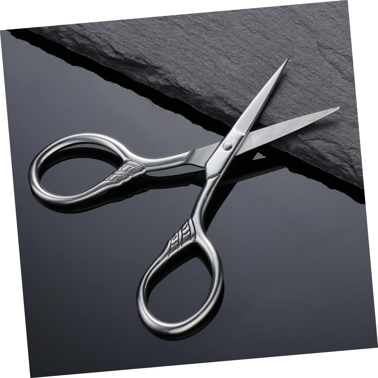 Angoily 3pcs Stainless Steel Beard Trimming Scissors for Men Precision Shears Silver for Facial Hair Grooming