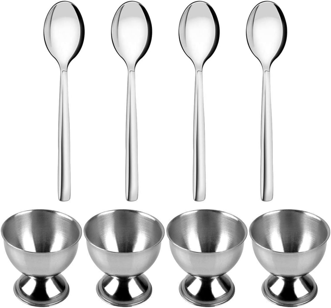 PROKITCHEN Egg Cup Set Egg Holders for Soft Hard Boiled Eggs with 4 Stainless Steel