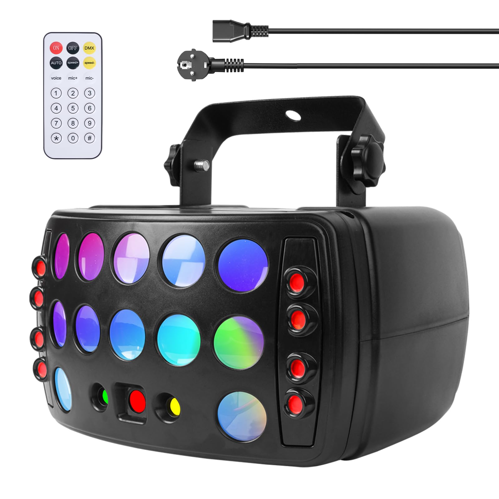 Discolicht Partylicht LED mit RGB & Laser, Fernbedienung & DMX512, 9 fach Motor Speed, 18 Strobe Modi, DJ Discokugel Beleuchtung für Weihnachten Geburtstagsfeier, Hausparty, Party Deko