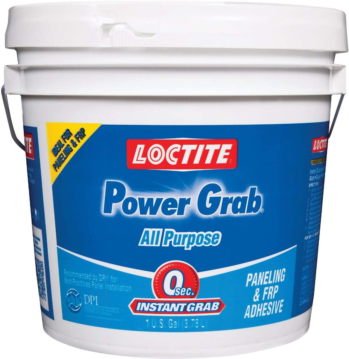 Loctite Power Grab Express All Purpose Construction Adhesive, White, 1 Gallon Pail, 1 Pack - Versatile Construction Glue for Cement, Tile, Wall & More