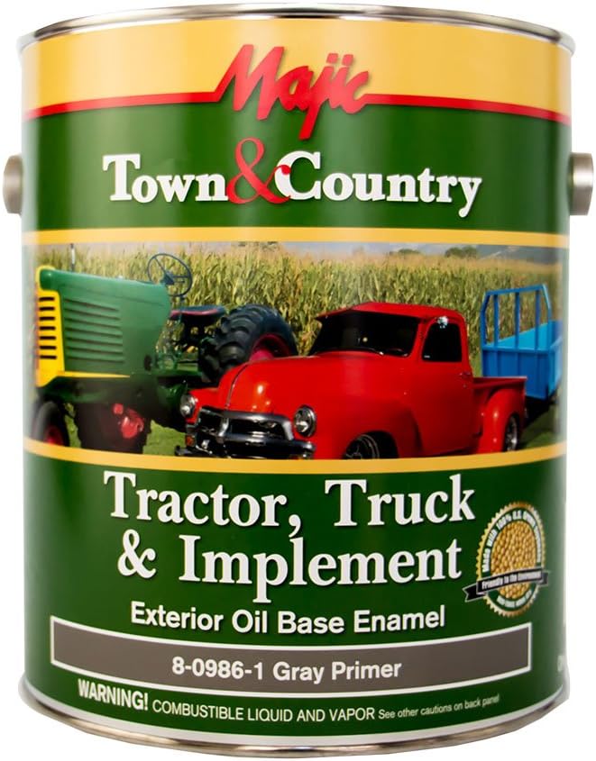 Majic Paints 8-0986-2 Town & Country Tractor, Truck & Implement Oil Base Primer, 1-Quart, Gray Primer