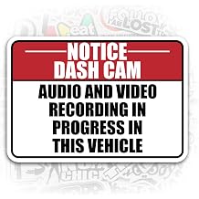 3pcs Notice Dash Cam Audio and Video Recording Black Stickers Die Cut Vinyl Sticker for Tumbler, Helmet, Hardhat, Laptop, Phone Case,Water Bottle