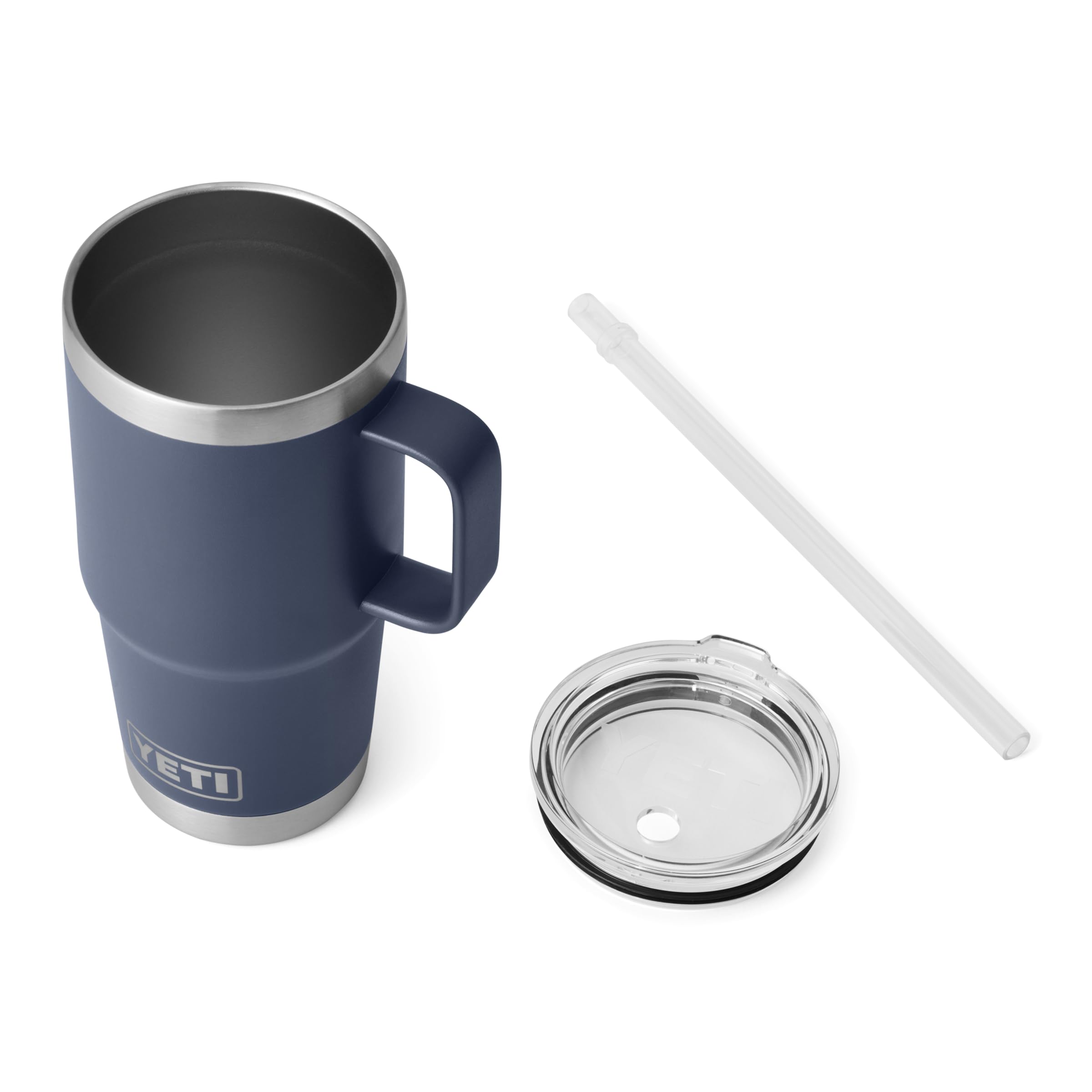 YETI Rambler Tasse à paille, en acier inoxydable avec couvercle hermétique et robuste, 739 ml, bleu marine