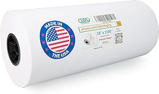 Freezer Paper 18" x 13200" (1100 feet) - USA-made Large White Freezer Paper Roll for Freezing Food - Plastic Coated Freezer Material for Maximum Safe Protection by IDL Packaging