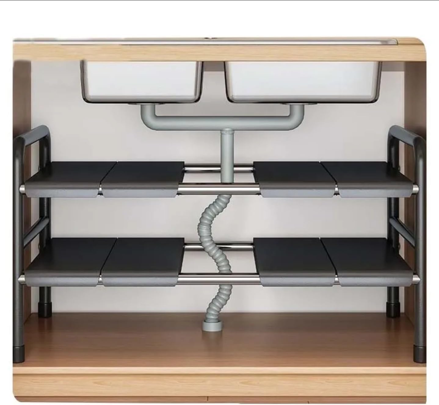 Multipurpose Adjustable Expandable under sink, over shelf space saving organiser for Home kitchen and bathrooms.