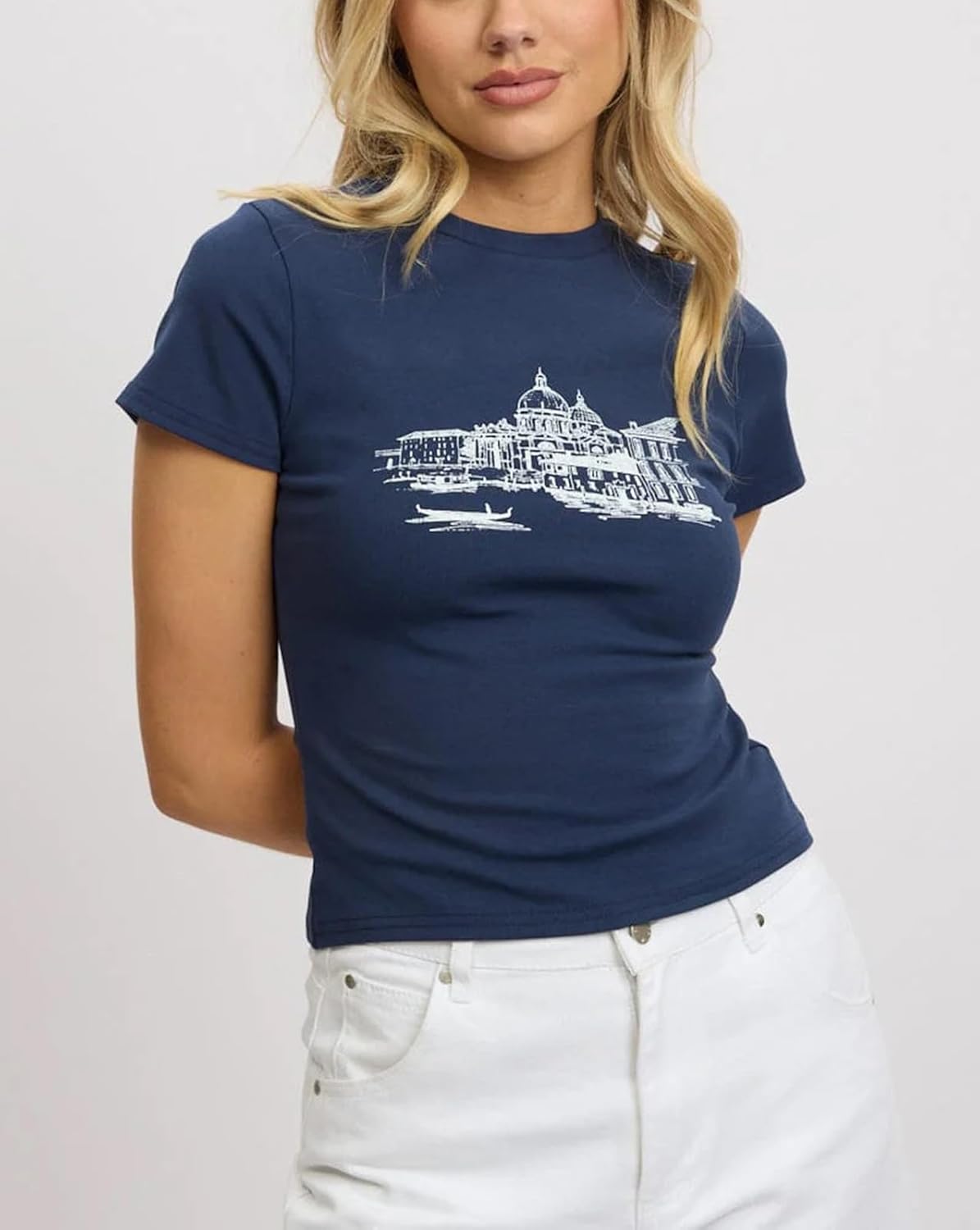 Graphic Baby Tees for Women Y2K Teen Girls Cute Print Short Sleeve Slim Fit Crop top Vintage Aesthetic Summer Shirts - Image 2