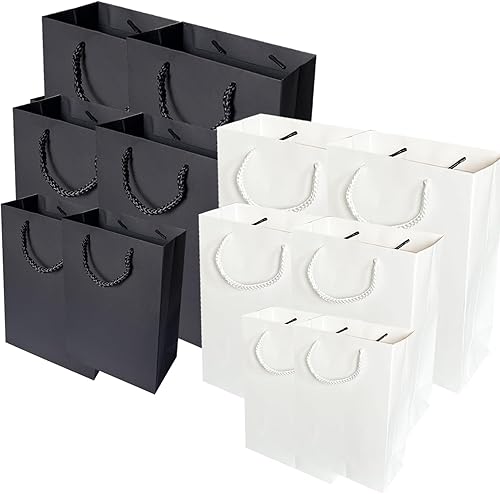 Miniatura 7 de AMROSE Paquete de 12 bolsas de regalo surtidas con papel de seda, tres tamaños, bolsas de regalo de papel reciclable a granel para cumpleaños,