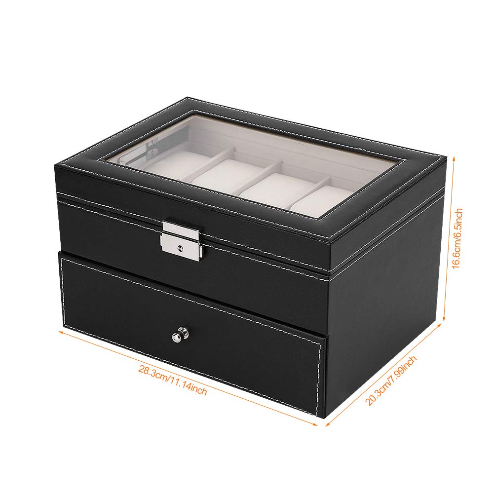 Caja Organizador para 20 Relojes de Piel Sintética con Forro Interior Terciopelo Tamaño 28 3 x 20 3 x 16 6 cm