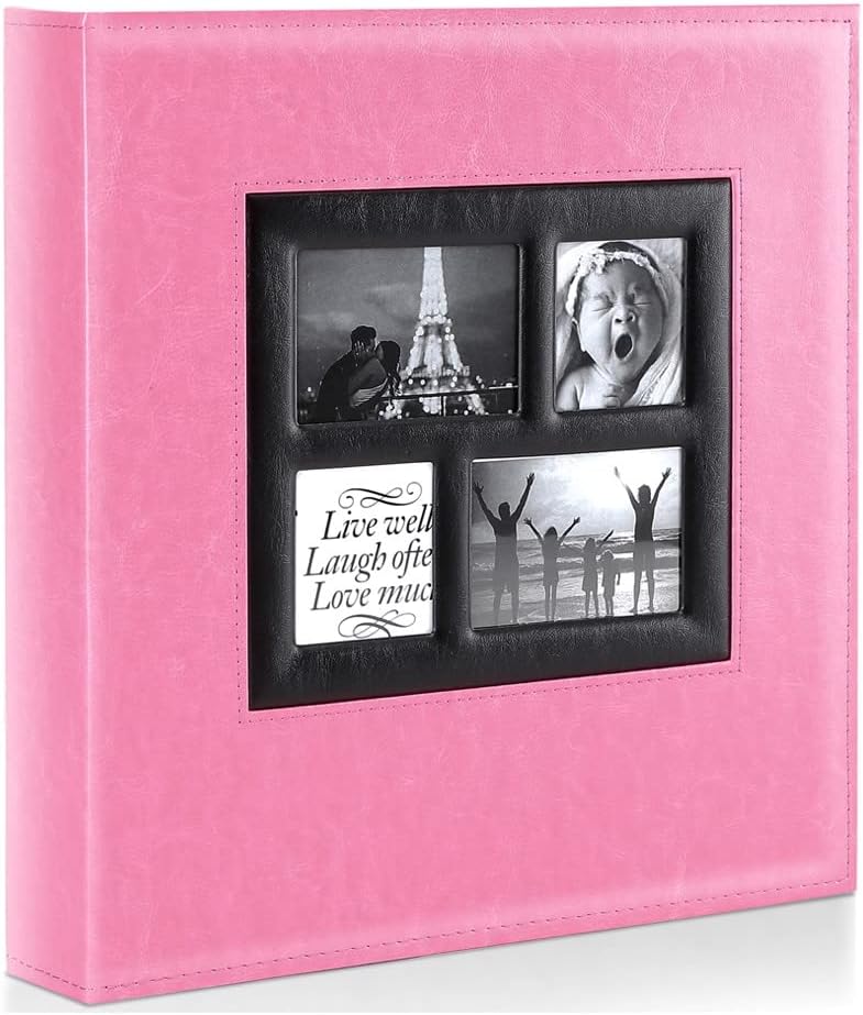 Ywlake Photo Album 4x6 500 Pockets Photos, Extra Large Capacity Family Wedding Picture Albums Holds 500 Horizontal and Vertical Photos Pink