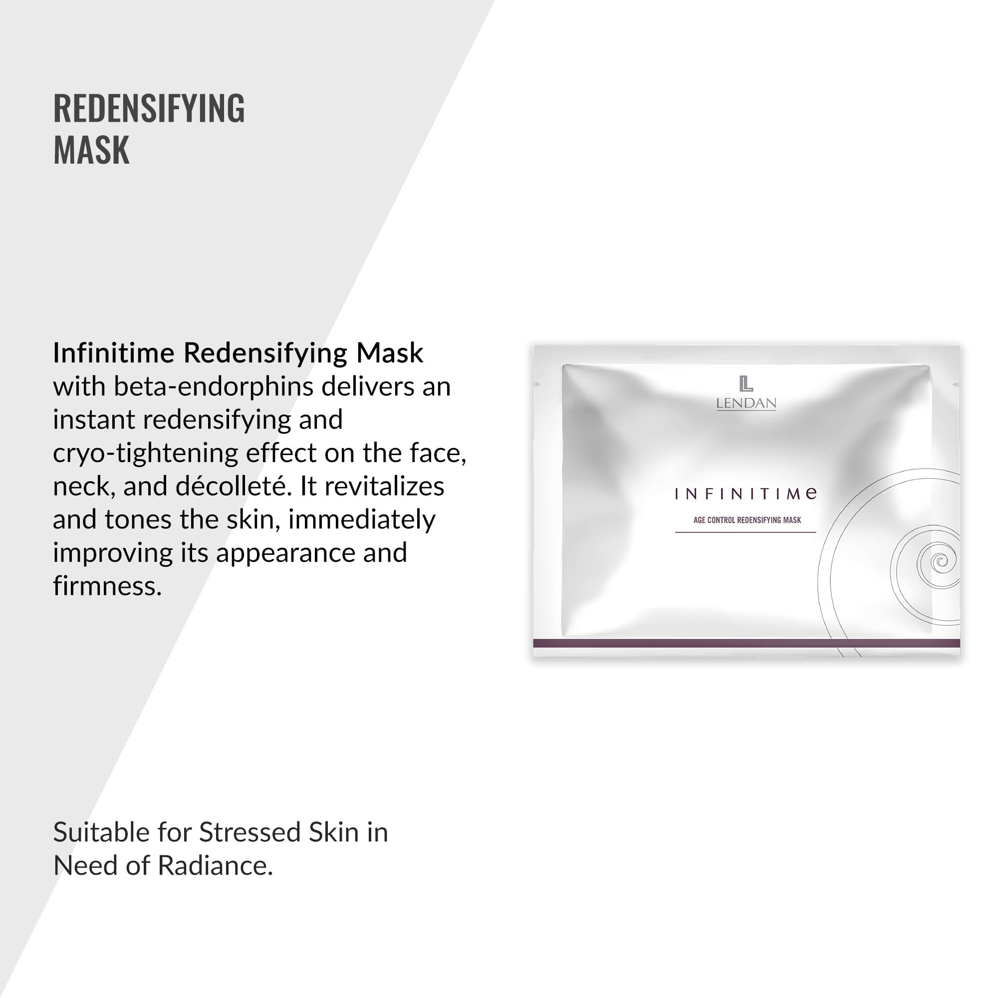 LENDAN - Mascarilla Facial Redensificante - Infinitime - 6 Sobres con 1 Mascarilla Escote + 1 Mascarilla Rostro - con Beta Endorfinas - Máxima Hidratación - Piel Luminosa - Acción Antioxidante