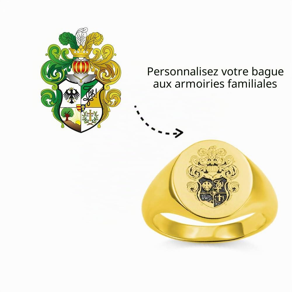 Bague personnalisée avec logo scolaire/armoiries familiales pour hommes et femmes, en argent sterling 925, avec image, texte ou nom personnalisés.Bagues chevalières. Bijoux pour diplômés, papas, pères