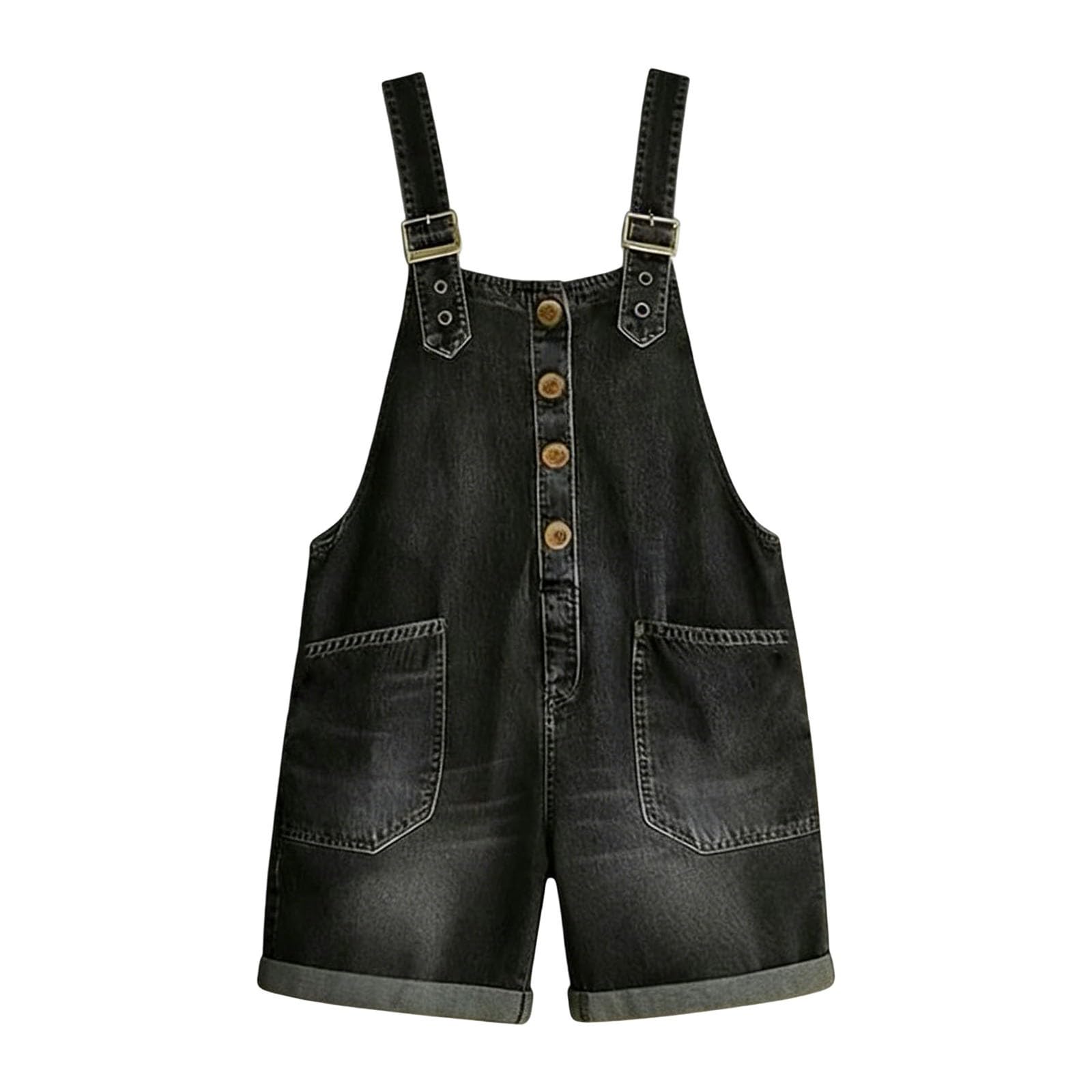 Generisch Salopette da donna in jeans a gamba larga, con spalline regolabili, in denim lavato, oversize, baggy, da lavoro, casual, con tasca