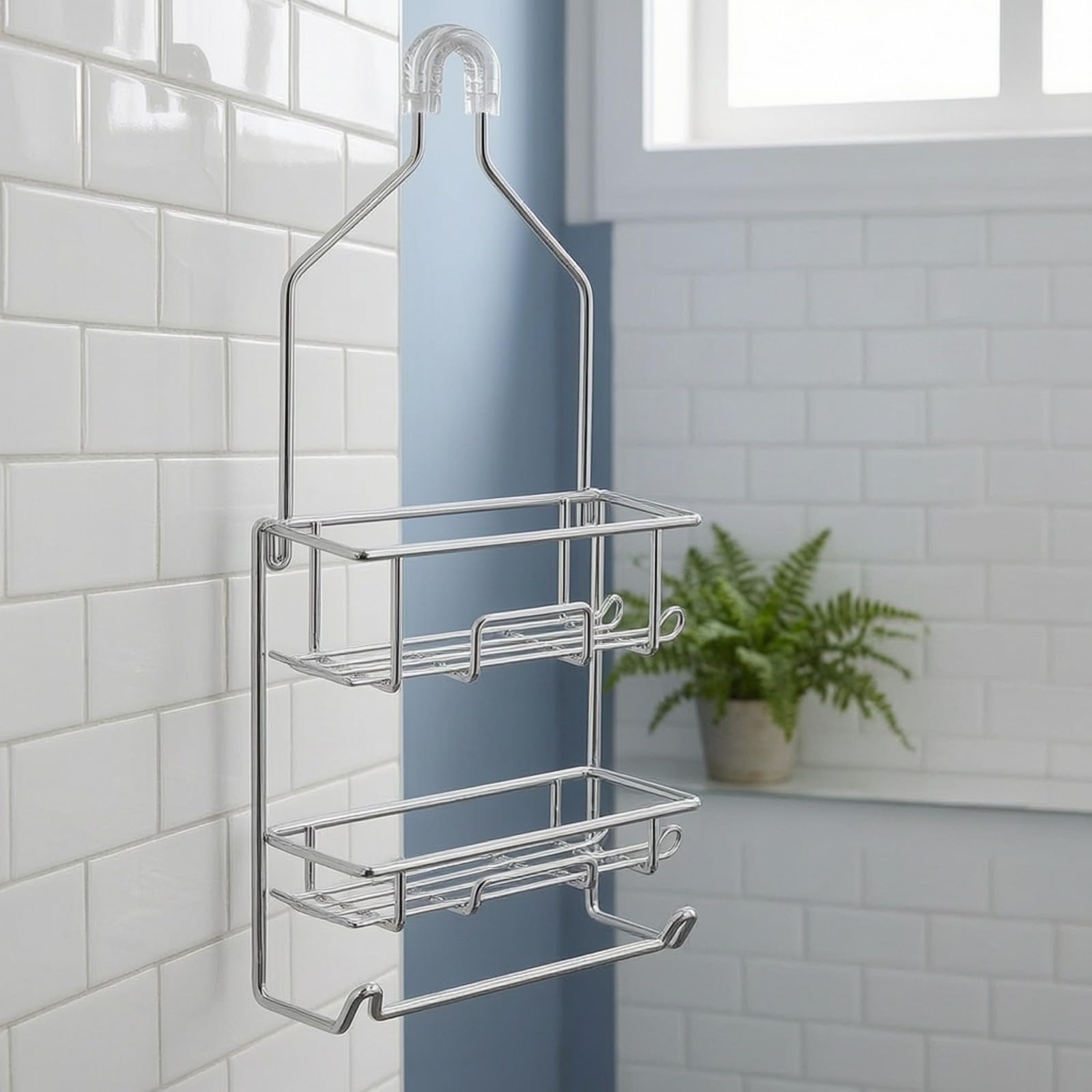 Gralara Estante Baño Colgante Impermeable Resistente, Estante Ducha con Ganchos, para Baños Pequeños