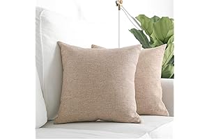 Younar 2-Pack Decorative Linen Couch Pillow Covers 16x16 Inches