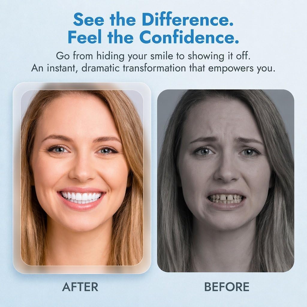 Snap-On Cosmetic Teeth Covers for Adults – Temporary Smile Enhancer, Reusable Comfort-Fit Tooth Cover