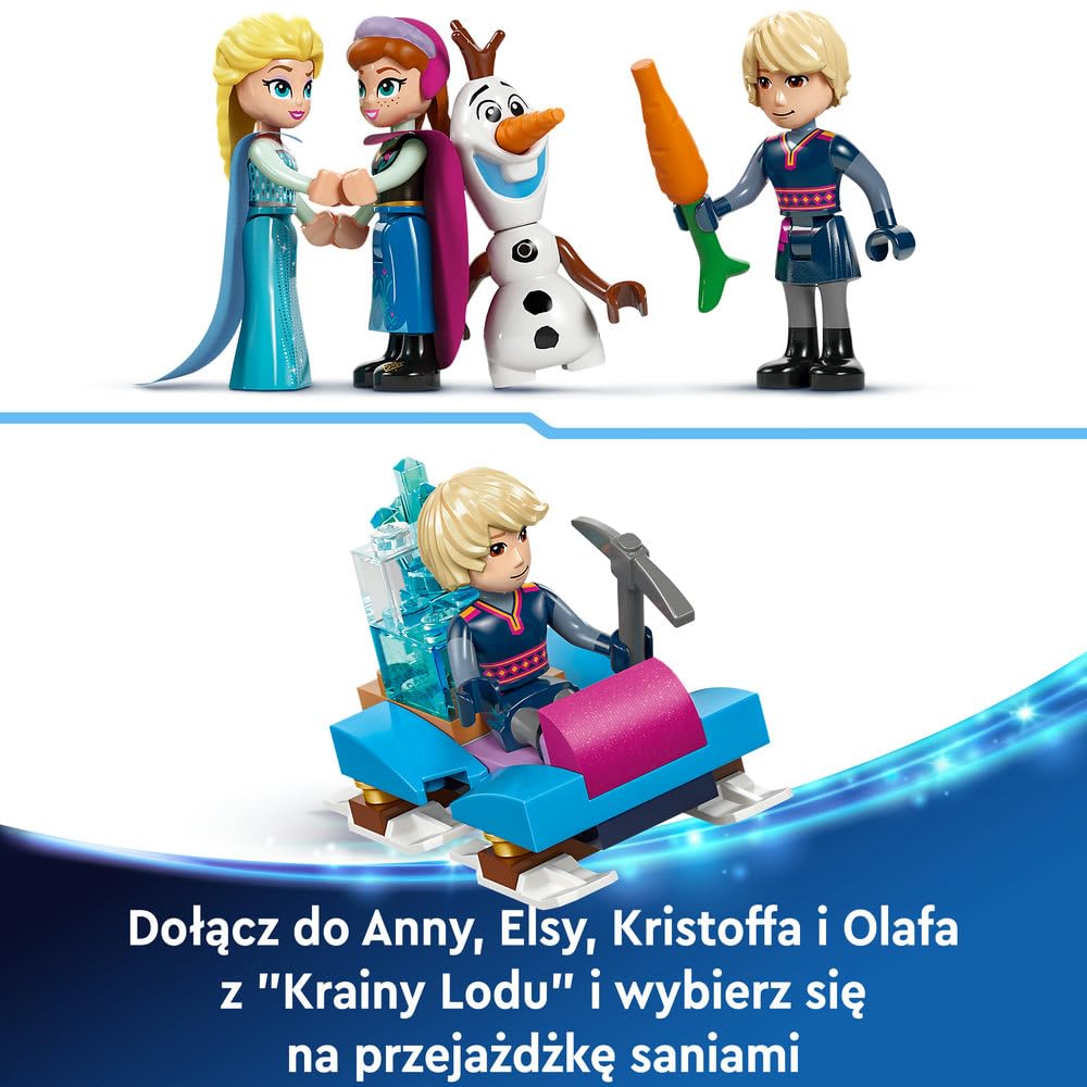 LEGO ǀ Disney Princess Kraina Lodu Lodowy pałac Elzy 43244 | Frozen, zamek i 5 postaci, zabawka dla 6-latki, prezent dla dziewczynki i chłopca, zestaw klocków dla dzieci, 630 elementów