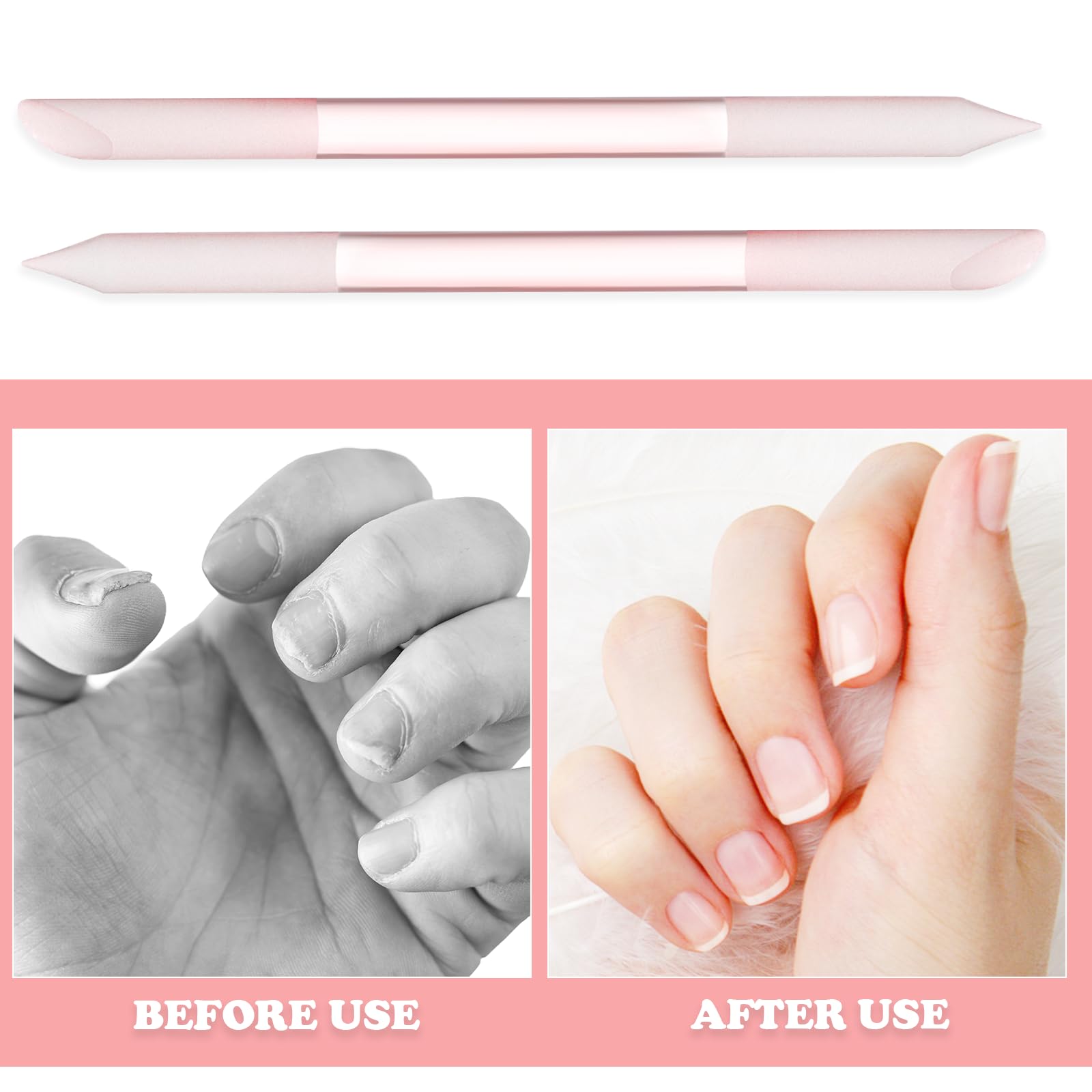 2 Sztuki Popychacz do Skórek, Szklany Pilnik do Paznokci, Dwustronny, Profesjonalny Precyzyjny, Narzędzie do Manicure, DIY