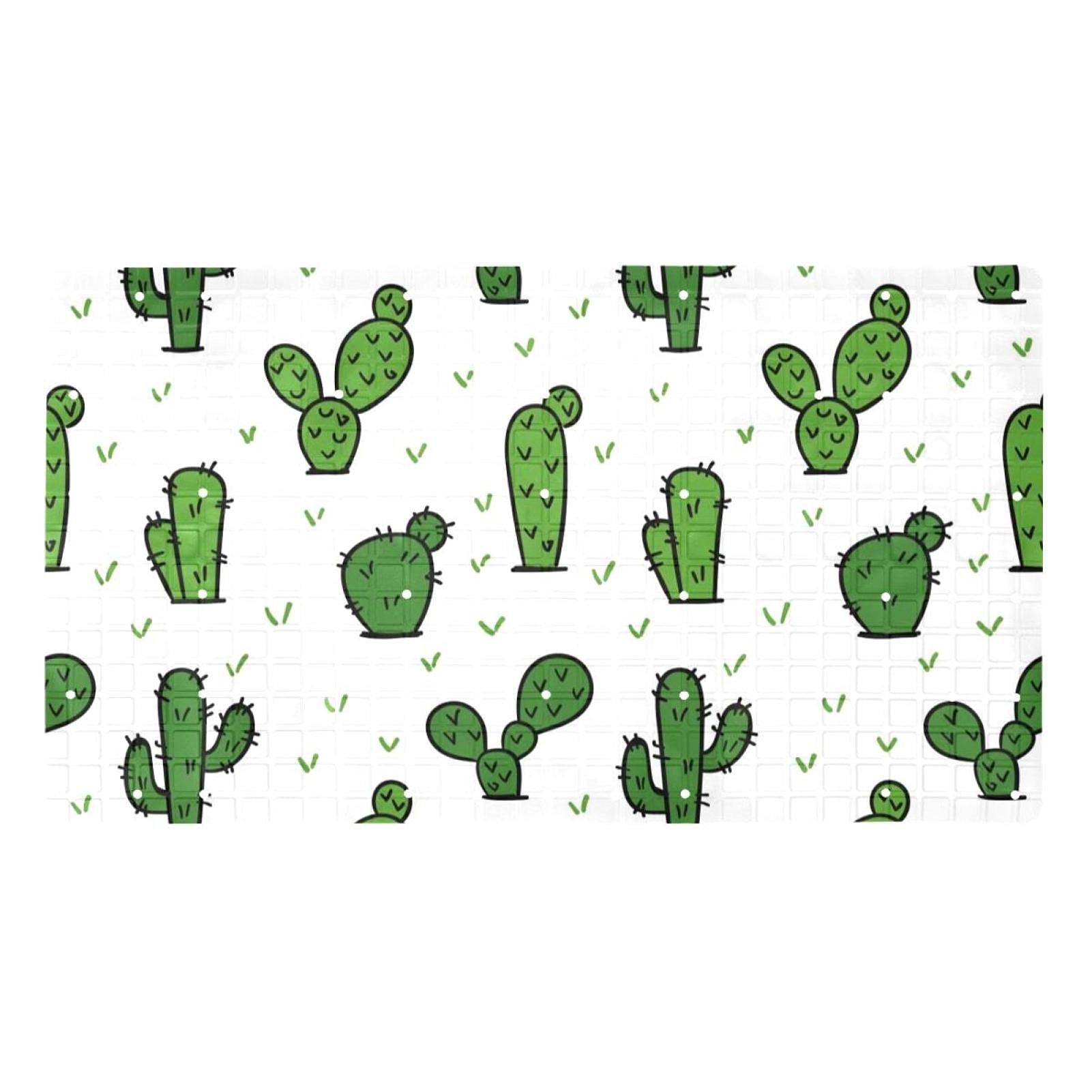 Tapis de bain antidérapant 40x70 cm à ventouses et motif cactus