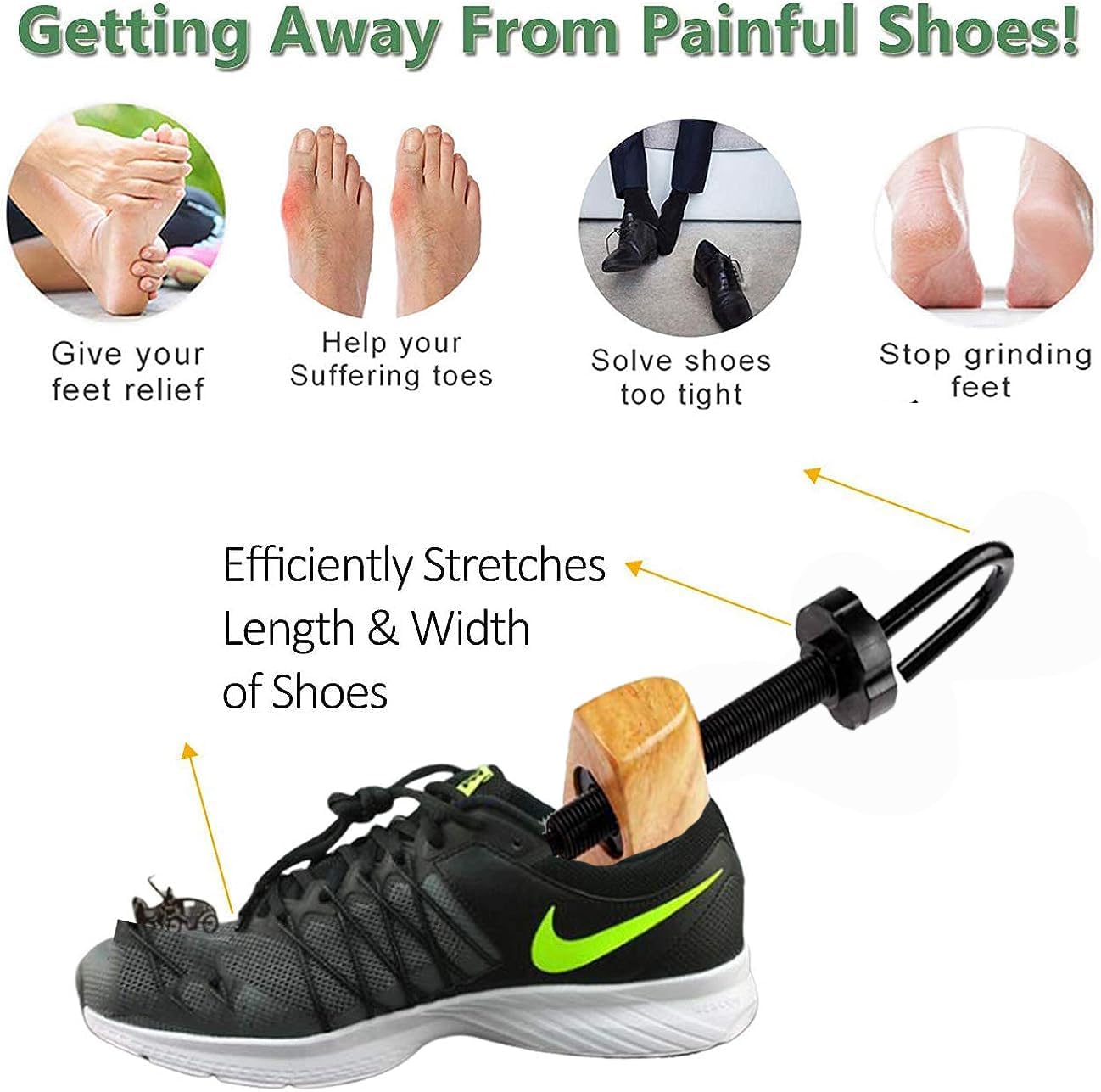 2PCS Professional Wood Shoe Stretcher Adjustable Width and Length Shoe Stretcher Widener Expander for Women and Men