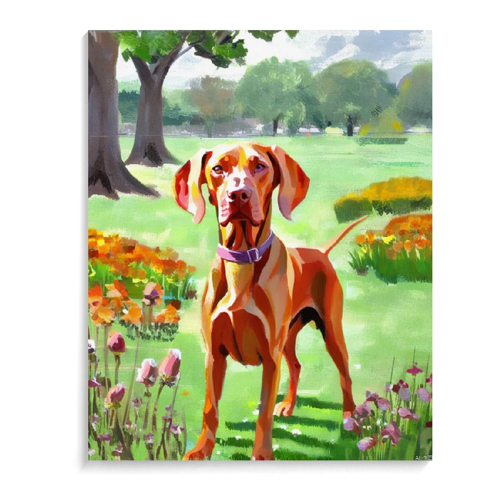 Diamond Painting Art Kits Vizsla Dog 5D DIY Diamond Painting Kits for Adults, Full Drill Round Diamond Painting, Art Craft for Home Wall Decor 12x16inch(30x40cm) Frameless