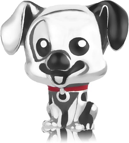MiniJewelry Abalorio dálmata para perros y cachorros, compatible con pulseras Pandora Moments de plata de ley para mascotas, Plata esterlina, No es