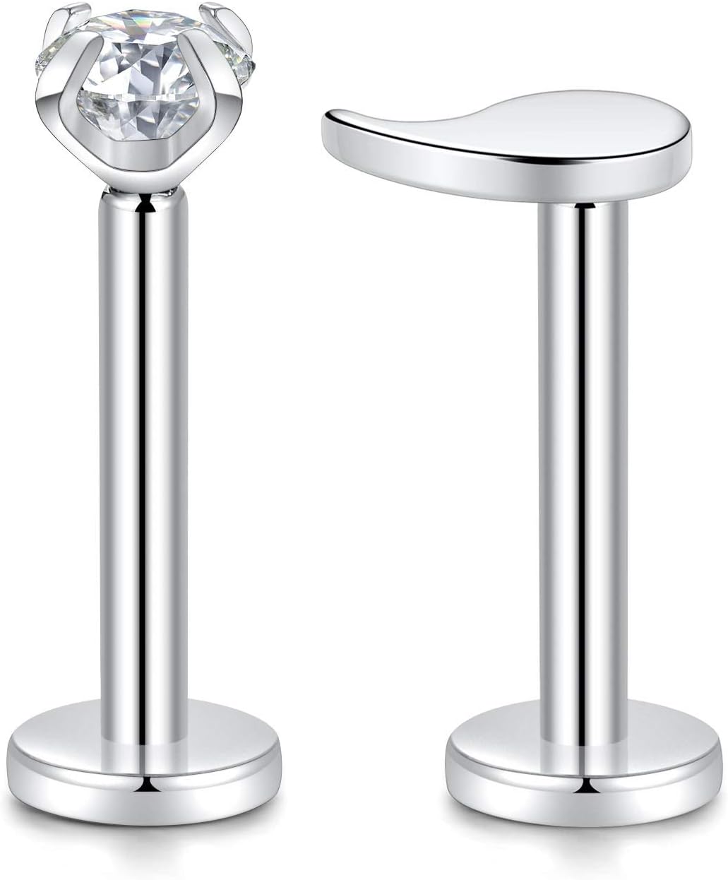 PEAKLINKTitanium Crystal Labret Studs16G Labret Jewelry Labret Internally Threaded Earring Helix StudsTragus Cartilage Conch Ear Piercing Body Jewelery Lip Monroe Studs 6 8 10mm