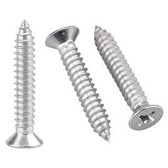 50 Pack #10 x 1-3/4" Flat Head Phillips Self Tapping Screws, 18-8 Stainless Steel 304, Countersunk Sheet Metal & Wood Screws, Corrosion Resistant Fasteners
