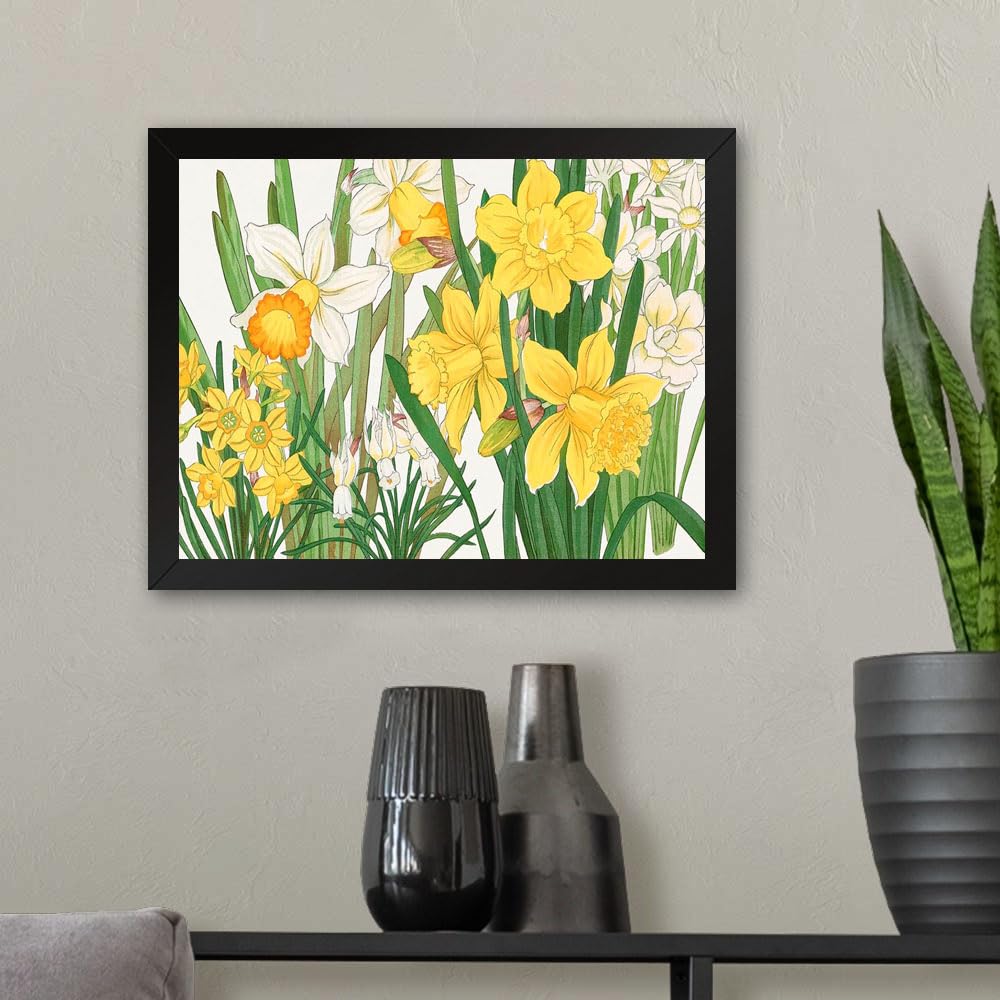 GADGETS WRAP Printed Photo Frame Matte Painting for Home Office Studio Living Room Decoration (11x9inch Black Framed) - Tanigami Kônan Edition Of Seiyô Sôka Zufu