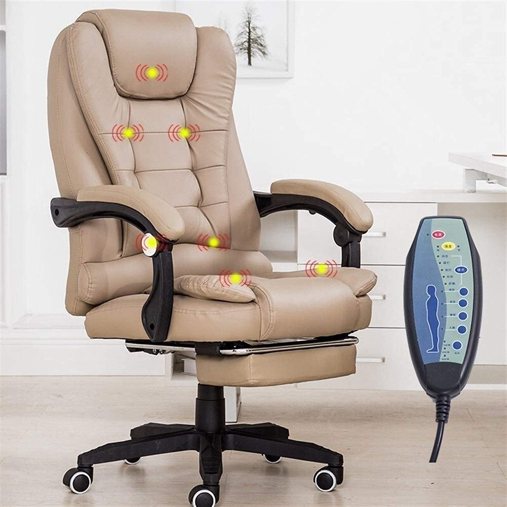 Ergonomiczne krzesło biurowe z podnóżkiem i funkcją masażu leżącego, wygodne krzesło biurowe, do domu, biura, pracy i relaksu