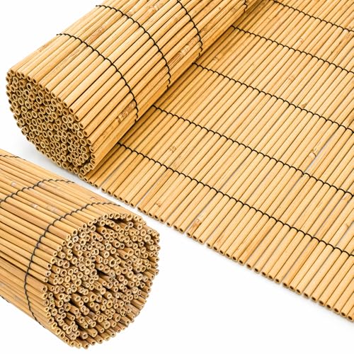 Image of SG Traders Natural Bamboo Reed Fence Screening Roll – Durable Privacy Screen for Garden, Patio, Balcony & Outdoor – Thick, Weatherproof – Easy to Install, Decorative Fencing Panel (1 x 3m)