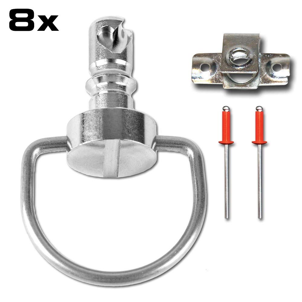 Racefoxx Set da 8 chiusure rapide da 17 mm, con piastre per rivetti, di colore argentato