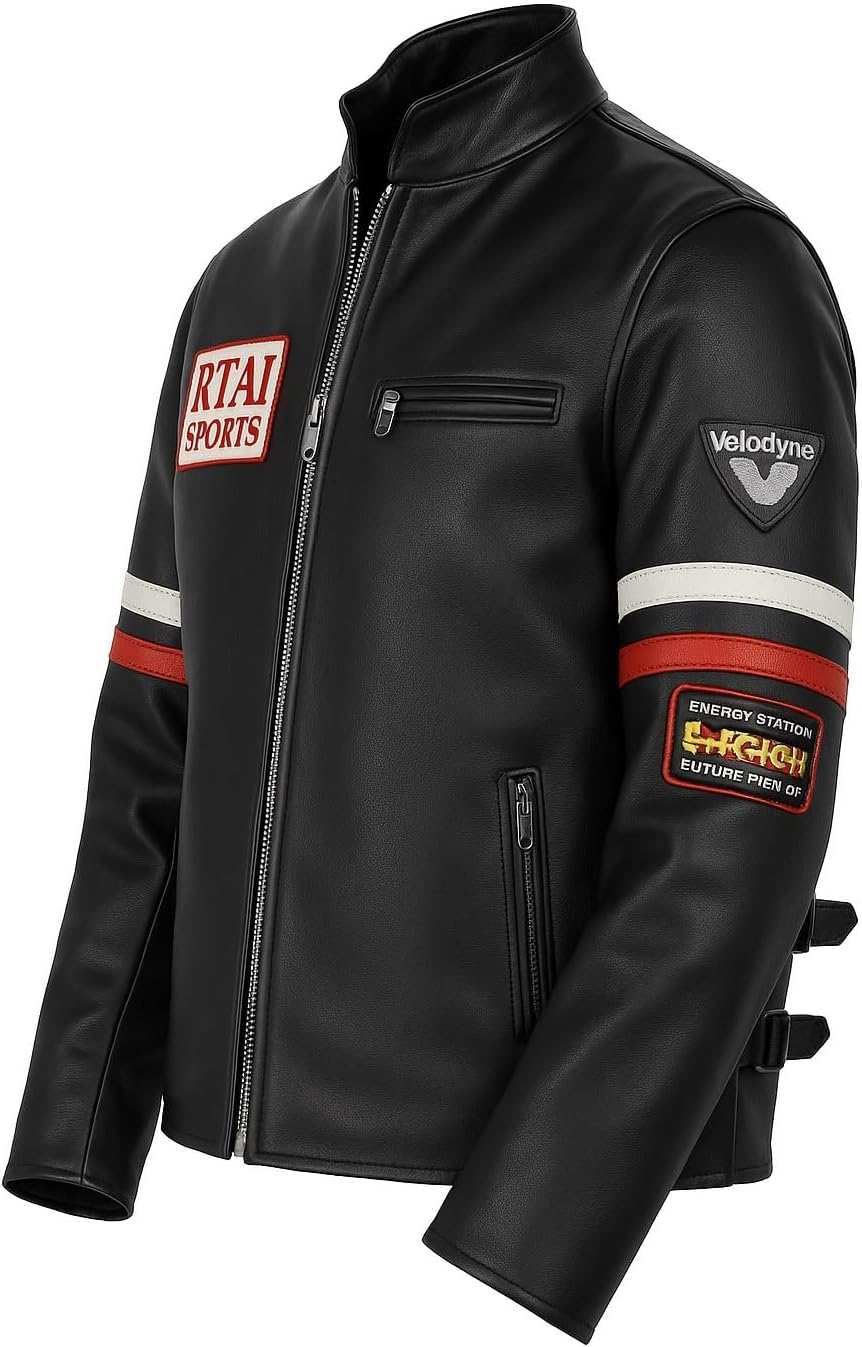 Hugh Laurie Gregory Giacca da motociclista in pelle nera 2XS - 4XL