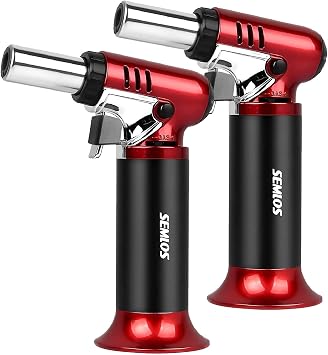 Semlos Butane Torch with Fuel Gauge, Refillable Kitchen Torch Lighter BBQ