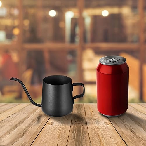 Miniatura 7 de Cafetera de boquilla larga y estrecha (8.7 onzas) pequeña y fina de acero inoxidable para verter sobre goteo, tetera de té con cuello de cisne