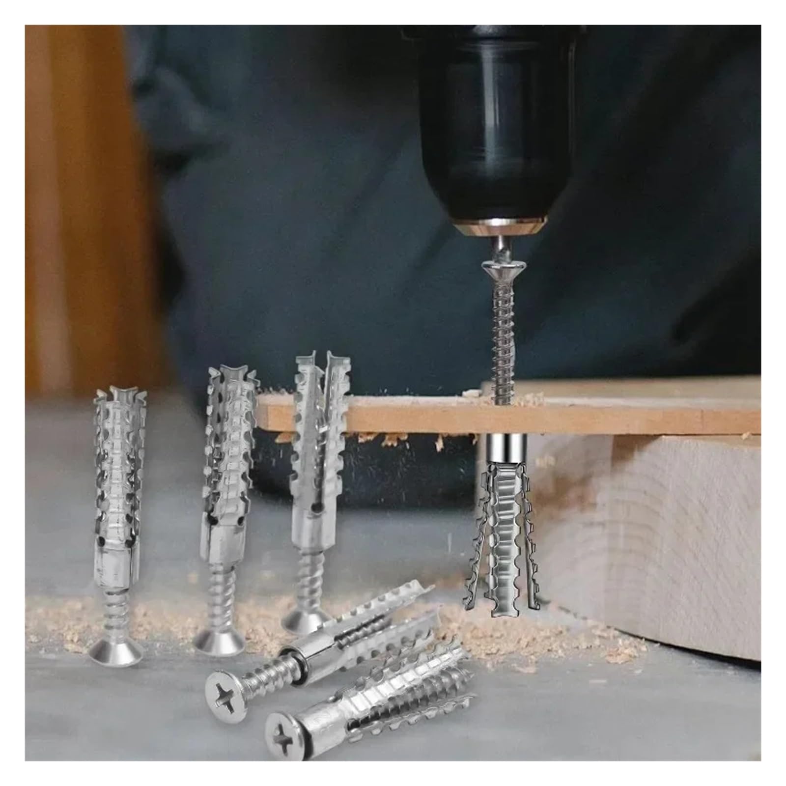 Anclaje Pared Expansión de metal autorroscante 6/8 mm | Kit de enchufes de anclajes de pared for tornillos de sujeción de placas de yeso huecas de hormigón(8mm,100pcs)