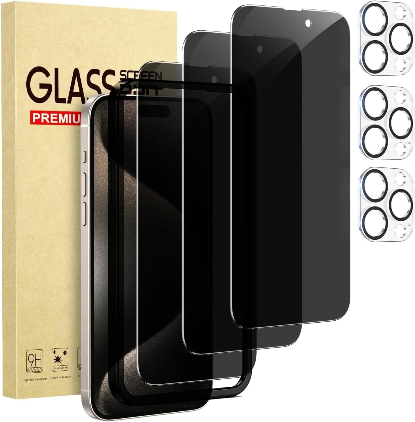 3+3Pk for iPhone15 Pro Max Privacy Screen Protector,Alignment Frame