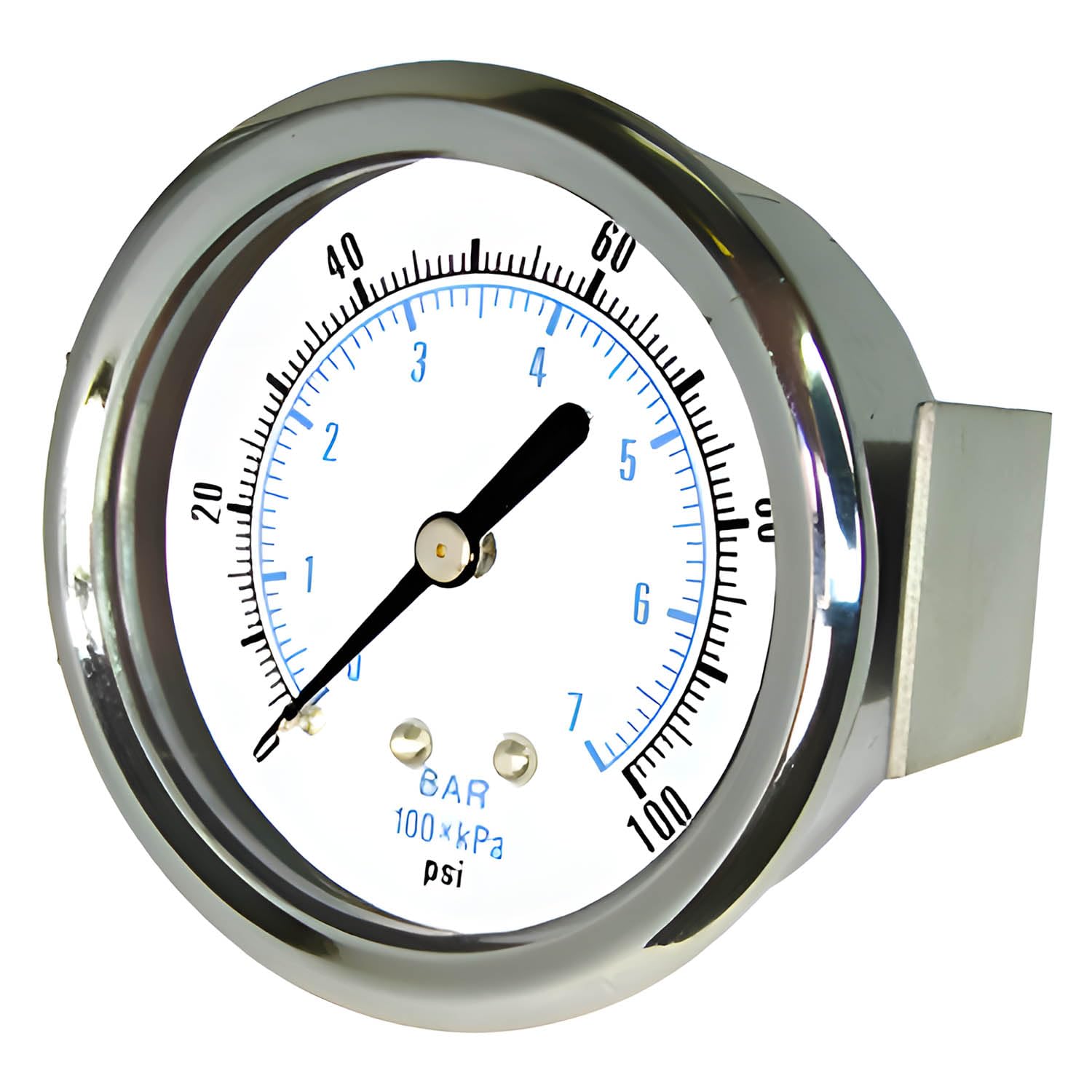 PIC Gauges 103D-158F U-Clamp Panel Mount Dry Pressure Gauge w/ Chrome Plated Steel Case, Brass Internals, Chrome Bezel, Plastic Lens, 1.5" Dial, 0/160 psi Range, 1/8" Male NPT