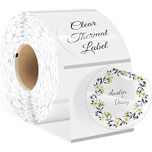 Hcode 2 Inches Circle Clear Dot Transparent Direct Thermal Labels Blank Shipping Address Labels 500Pcs/Roll Waterproof, Oil-Proof & Tear-Resistant Compatible with Rollo & Zebra Desktop Printers
