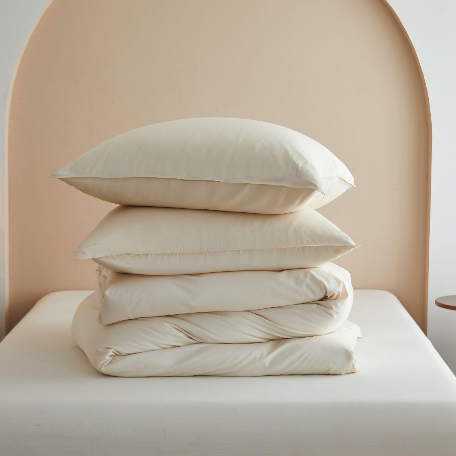 Simple&Opulence Funda nórdica de Fibra de bambú, Funda nórdica Suave como la Seda, Juego de Cama Fresco para el Verano, cómodo para la Piel y el Pelo, 230×220cm, Beige