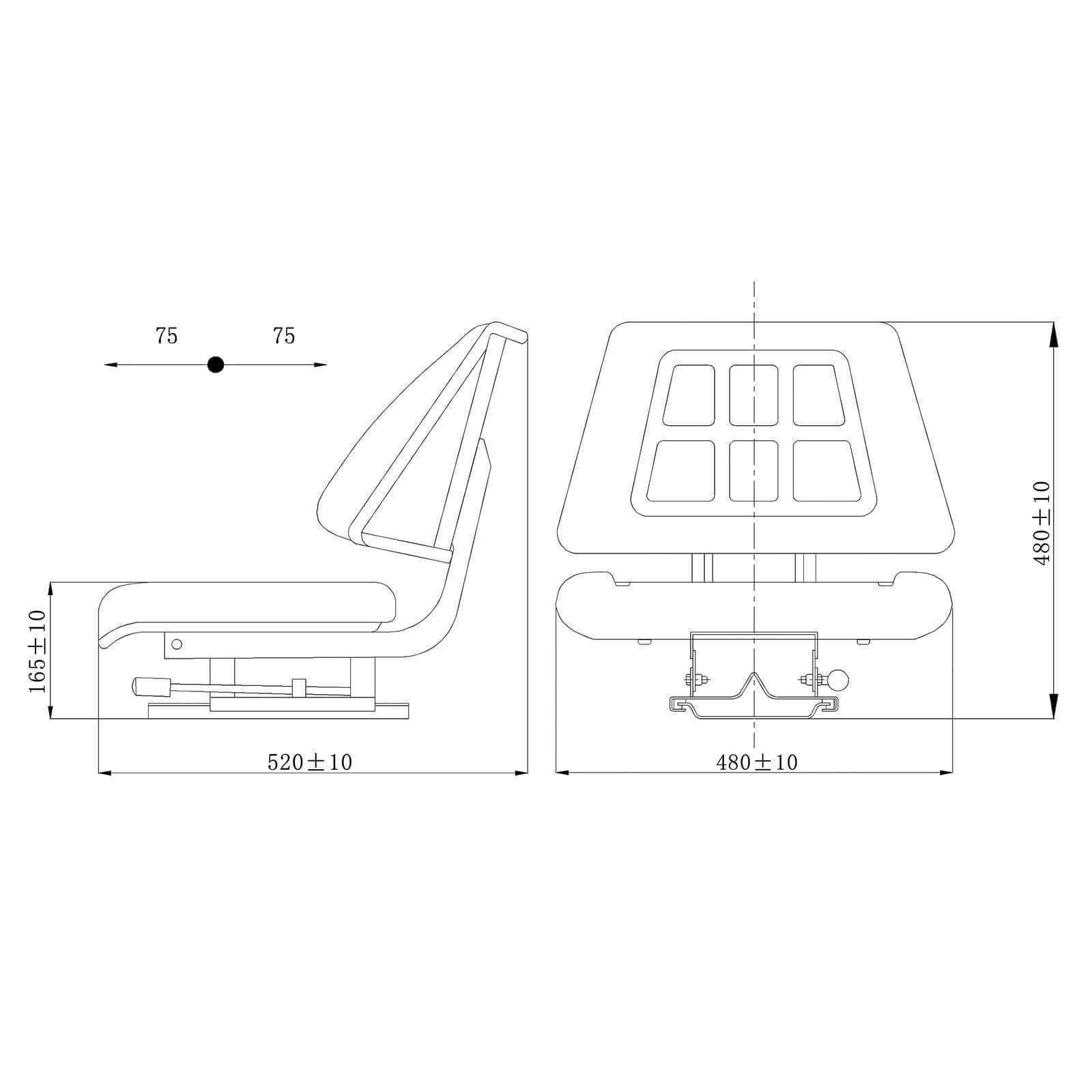 DEMA Universal Traktorsitz Schleppersitz Eco OF – Robuster Traktorsitz, Belastbar bis 130 kg, Schwarz